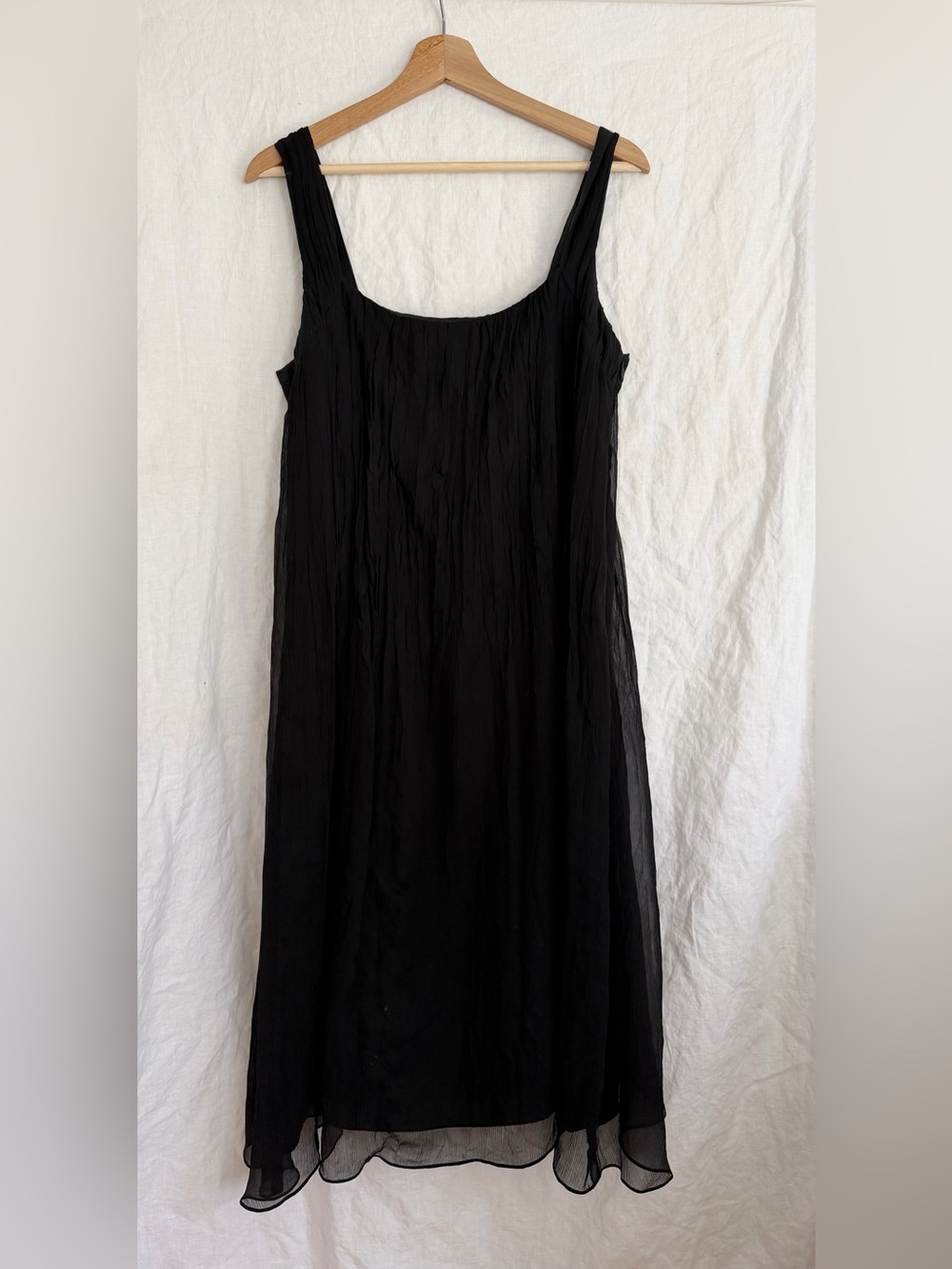 Eileen Fisher Crushed Silk Dress Black Small